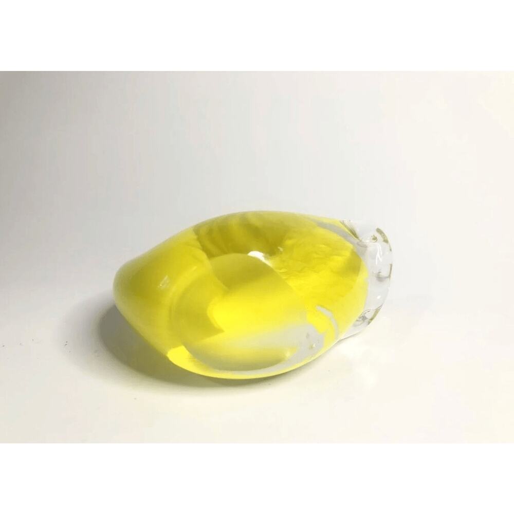 art glass swan crystal clear yellow paper weight desk decor mid century modern - Picture 7 of 10